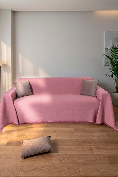 rellhome Cotton Textured Fringed Sofa Throw 170X350 cm – Oversized Sofa Cover