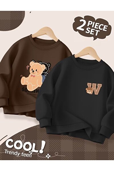 No Plan Сладко суитшъртче с мечешки принт за момичета и момчета