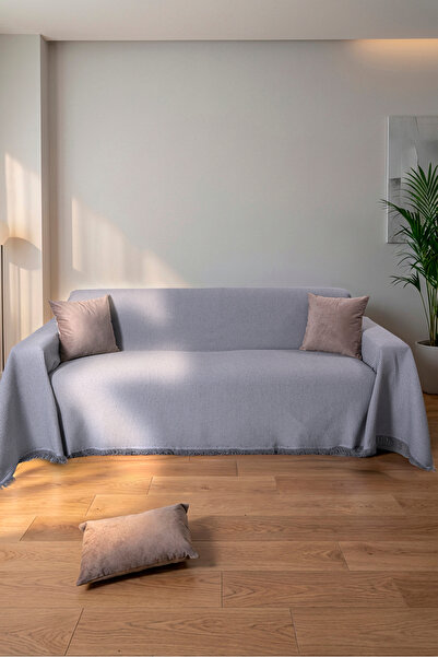 rellhome Cotton Textured Fringed Sofa Throw 170X350 cm – Oversized Sofa Cover