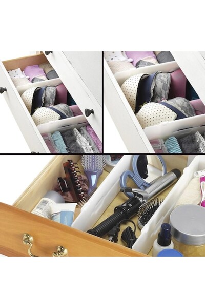 OEM Expandable White Drawer Dividers 32-55x5cm - 2pcs