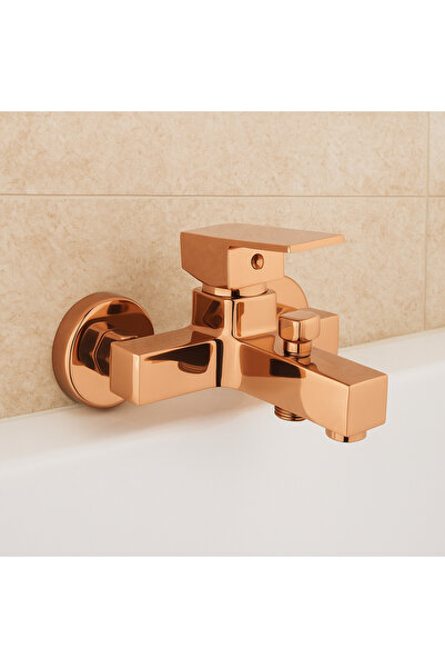 banyosepeti صنبور حمام مربع من النحاس الذهبي الوردي من SquareFlow - موفر للمي...