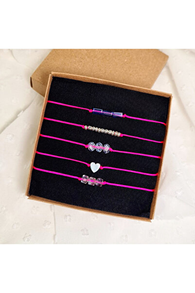 patlangaç 5'li İp Bileklik Seti Kutulu - Ayarlanabilir Şans Bilekliği Minimal...