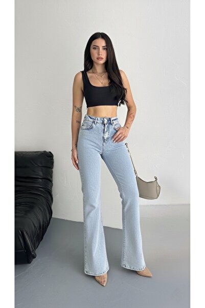 DRC trend Liana Light Blue Snow Flare Jeans High Waist Spanish Jeans Shaping ...