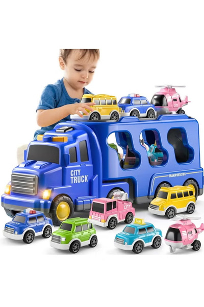 Generic Truck toy, 5-in-1 friction-powered vehicle set, children's transport toy