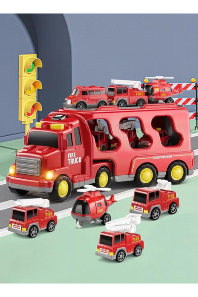 Generic Truck toy, 5-in-1 friction-powered vehicle set, children's transport toy