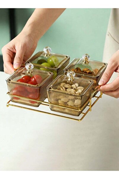 Generic Elegant four-piece snack and tableware set, including 1 large tray an...