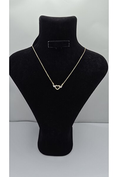 ahsenaksesuar2025 Stainless Steel Gold Color 2-Piece Thin Chain Heart Detaile...