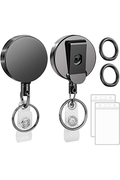 Arabest 2 Pack Retractable Badge Holders Reel with Carabiner and Waterproof V...