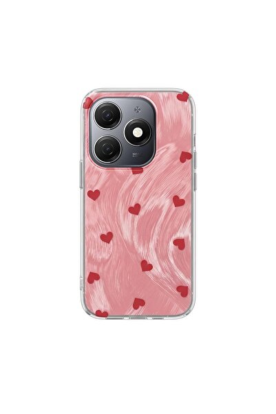 Zebana Tecno Spark 20C Compatible Case Pink Heart Silicone Case Red