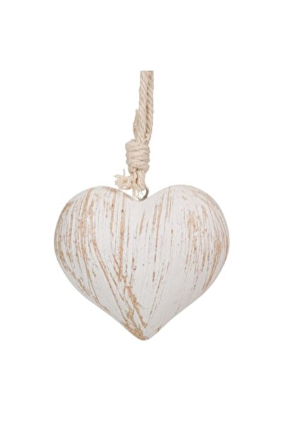 OEM Decorative White-Golden Heart with Brushed Pattern 8x4x8cm