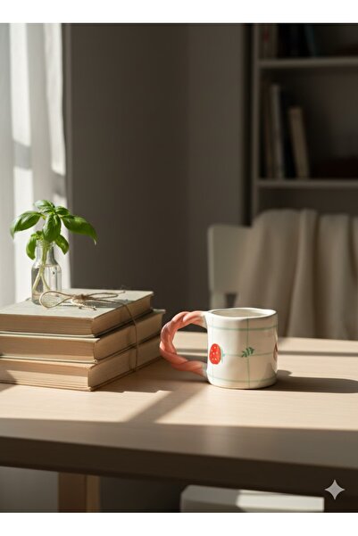 PALTO TASARIM Strawberry Design Knitted Handle Mug - Gift Ceramic Mug