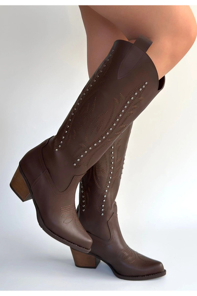 Alfanora Meof Bitter Brown Leather Heeled Boots