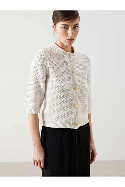 LC Waikiki Özmarka Νέα Σεζόν Γυναικεία Πλεκτή Ζακέτα με Ανοιχτό Γιακά και Διά...