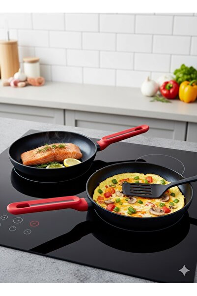 EMATTEIRO Set of 2 Non-Stick Pans with Spatula Gift, Ergonomic Handle, Gas, E...