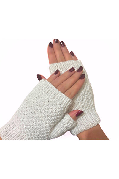 S&G PRO COLLECTION Kadın/Kız El Örgüsü Düz Beyaz Eldiven