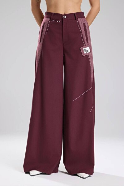 tw3 Дамски панталони от туид с детайлен дизайн