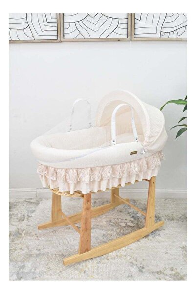 Fun Moment Moses Basket for Baby with a Wooden Rocking Base