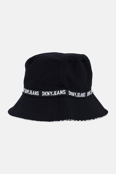 Dkny قبعة دلو قابلة للعكس مزينة بشعار مطرز من جينز كيدز للبنات، متعددة الألوان