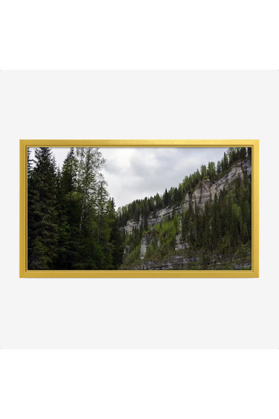 Tajridhome لوحة طبيعة هادئة - جبال وصخور - ألوان خضراء ورمادية - غائم - لوحات...