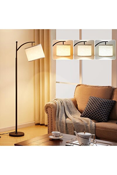 Chuma 3 Color Temperature Led Tripod Floor Lamp With Linen Shade And Adjustab...
