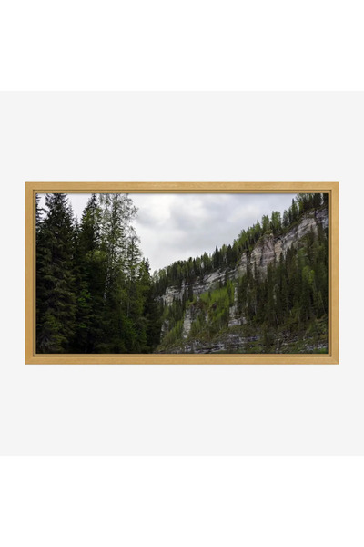 Tajridhome لوحة طبيعة هادئة - جبال وصخور - ألوان خضراء ورمادية - غائم - لوحات...