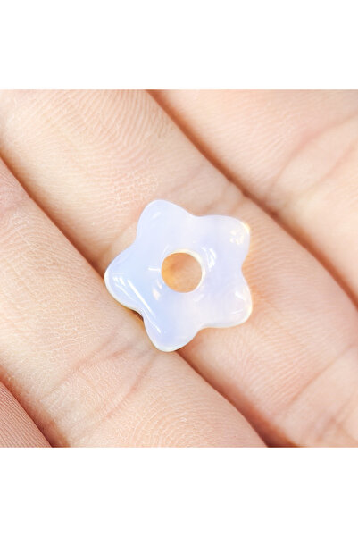 Choice خرزة أوبال واحدة من الحجر الطبيعي بفتحة كبيرة على شكل زهرة، لصنع المجو...