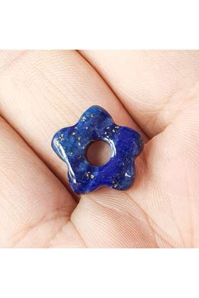 Choice خرزة واحدة من حجر اللازورد الطبيعي بفتحة كبيرة على شكل زهرة، لصنع المج...