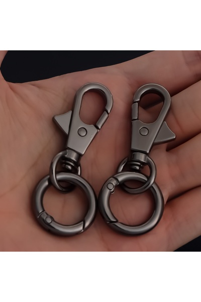 Choice مشبك سلسلة مفاتيح مزدوج الفتح بلون معدني داكن (قطعتان)، مزود بمشبك دوا...