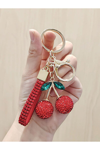 Choice سلسلة مفاتيح أنيقة ومتعددة الاستخدامات مرصعة بالألماس الأحمر على شكل ك...
