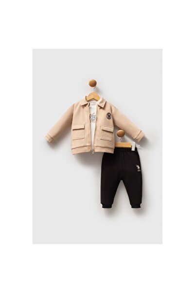 U.S. Polo Assn. Kids Us Polo Men's 3-Piece Set Beige