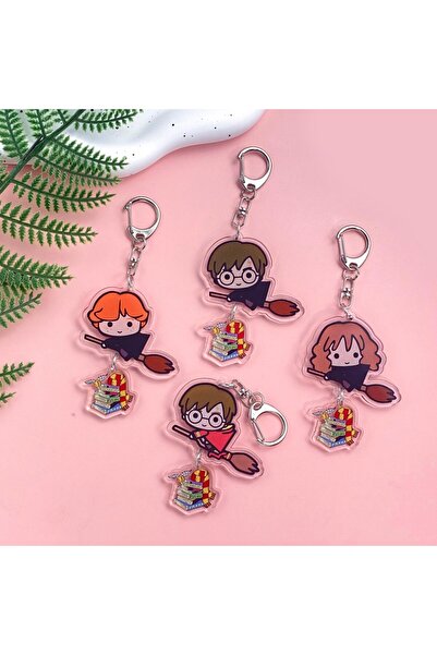 Miniso 5cm 4PCS Harry Potter Anime Acrylic Keychain Accessaries Cartoon Bag P...