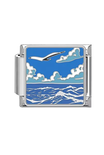 Choice سوار إيطالي من سلسلة المحيط الأزرق C1734، بتصميم حوت وموجة وشراع ونجمة...