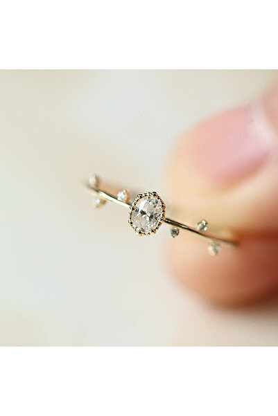 Choice 7 F1649 Huitan Dainty Women's Thin Rings Gold Color Inlaid Crystal Cub...