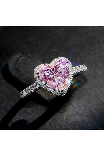 Choice Pink 7 Exquisite Romantic Engagement Jewelry 3 Prong Heart Rings For W...