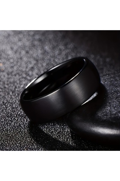 Choice 12 Black-B 8Mm Black Stainless Steel Men'S Ring - Comfort Fit, Durable...