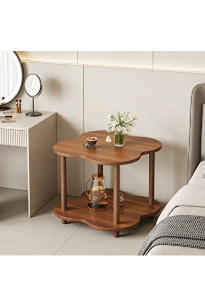 Mtanvxay طاولة جانبية للأريكة بتصميم برسيم رباعي الأوراق، ذات طبقتين، مصنوعة ...