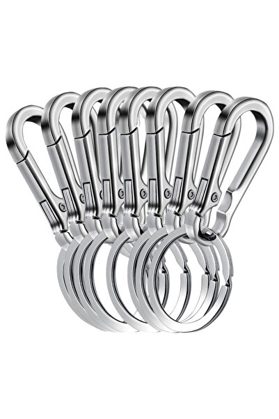 Choice silver color 6Pcs Carabiner Clip Keychain Metal Carabiner Shape Key Ri...