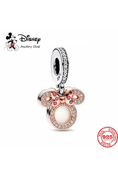 Miniso F276 Disney Minnie Mouse Mum Silhouette Double Pendant Dangle 925 ster...