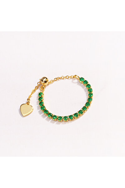 Choice gold green Luxury Tennis Zircon Adjustable Chain Rings For Women Men S...