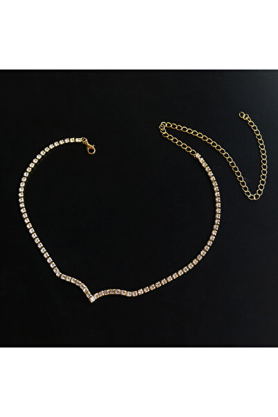 Choice قلادة طويلة ذهبية أنيقة على شكل حرف Y مرصعة بأحجار الراين، سلسلة تشوكر...