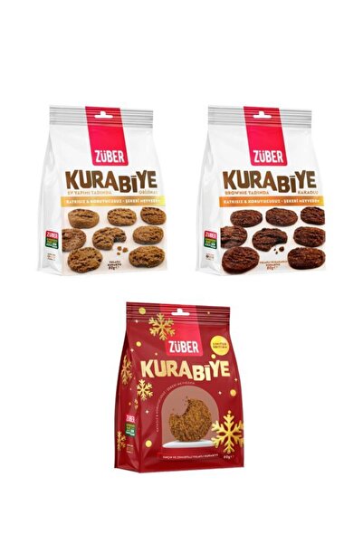 Züber Kurabiye Mini Karma Deneme Paketi 80g x 3 Adet (Original x1, Kakaolu x1...