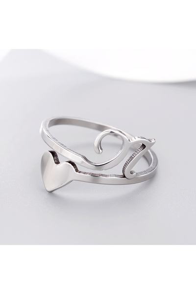 Choice N Fashion Silver Color 26 Letter Love Heart Rings Stainless Steel Open...