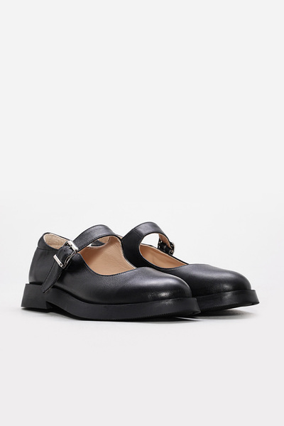 TUGERDİ Black Inside and Outside Genuine Leather Belted Tipu Sole Casual Wome...