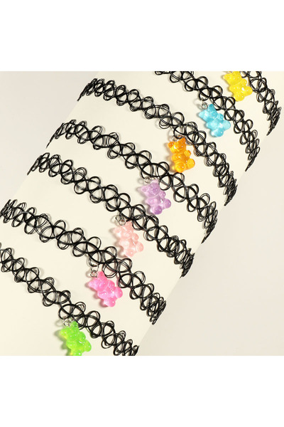 Choice black Children's Resin Bear Cool Girl's Neck Elastic Mesh Rope Necklac...