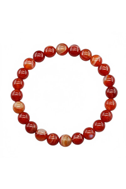 Choice سوار من حجر العقيق الأحمر الطبيعي، 8 مم، خرز طاقة علاجية، حبل مطاطي، ت...