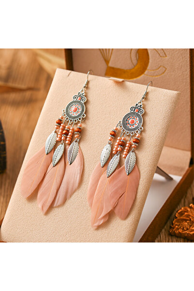 Choice12 14 Bohemian Ethnic Feather Drop Earrings For Women Elegant Wood Bead...