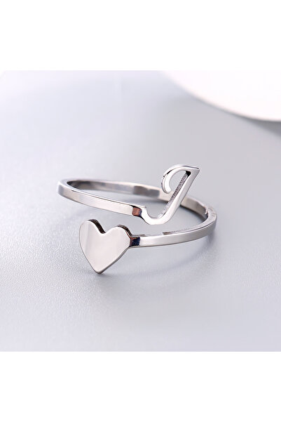 Choice J Fashion Silver Color 26 Letter Love Heart Rings Stainless Steel Open...
