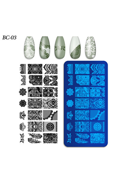 Choice قوالب ختم الأظافر BC03 بنمط لحاء الشجر وأوراق الشجر، صورة دوامة، استنس...
