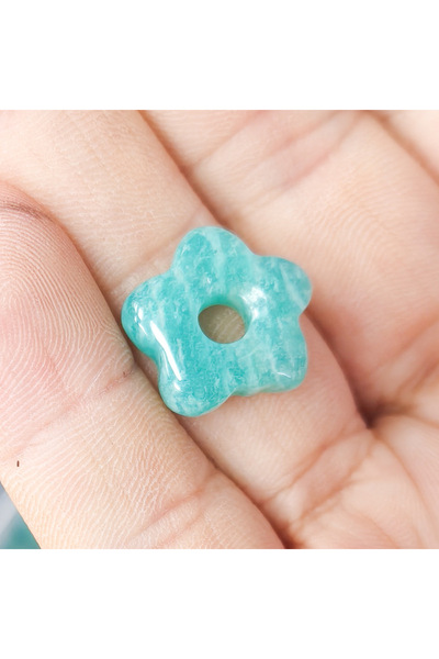 Choice Aquamarine 1pc Natural Stone Large Hole Beads Flower Shaped Jewelry Ma...