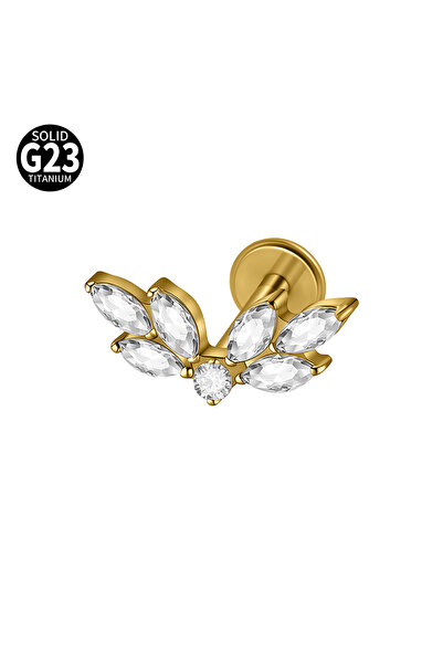 Choice جسم 1.2 × 8 مم، أقراط ذهبية قطعة واحدة، قطعة واحدة من الزركون على شكل ...